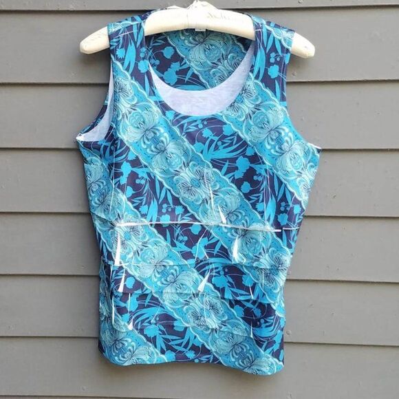 Coldwater Creek Blue Floral Layered Top size Large (14) - Picture 1 of 7